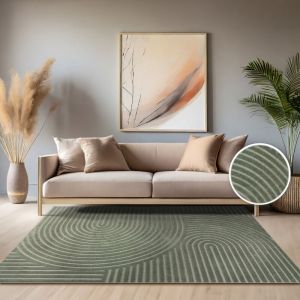 Paco Home Tapis Exterieur Terrasse Salon Cuisine Motif Scandinave Motif Boho Uni, Dimension:160x230 cm, Couleur:Vert 3