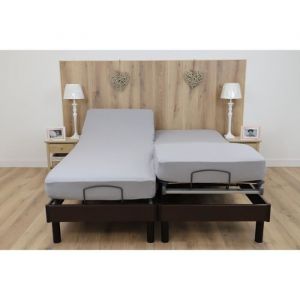 Linandelle Drap housse coton jersey extensible lit double articul&eacute; PAPILLON - Gris - 70x190 cm