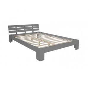 HomeStyle4U 2036 Lit double lit futon en bois 120x200 lit pin gris cadre de lit en bois m if