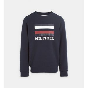 Tommy Hilfiger Sweat droit coton molleton print drapeau et signature Bleu - Couleur Bleu - Taille 12-14 ans
