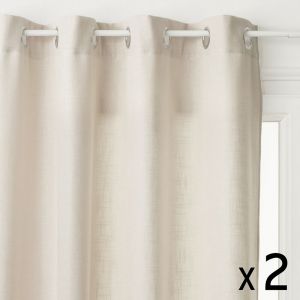 Atmosphera Lot de 2 Rideaux à œillets Beige Lin 140 x 260 cm