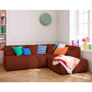 Onyx - canapé modulable d'angle droit 5 places - en tissu mailles 3D - Terracotta