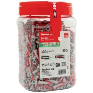 Fischer DuoPower BigBox Lot de 950 chevilles universelles puissantes à 2 composants pour fixation dans le béton, la brique, la pierre, les plaques de plâtre, etc. Sans vis