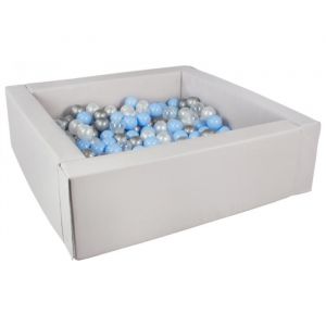 Piscine à balles carrée avec 300 balles - gris/perle, transparent, bleu clair, argent