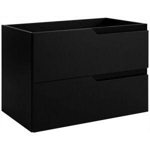 Furnidea - Meuble de salle de bain suspendu sous vasque MODERN noir 80 cm - 2 tiroirs, fa&ccedil;ade lisse