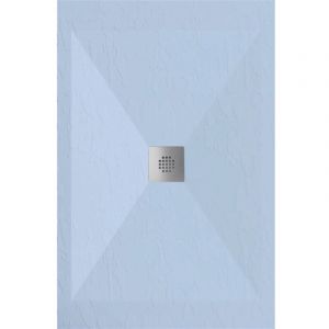 Stano Receveur de douche 90x160 cm extra plat dexa en résine surface ardoisée gris cendre Grille inox