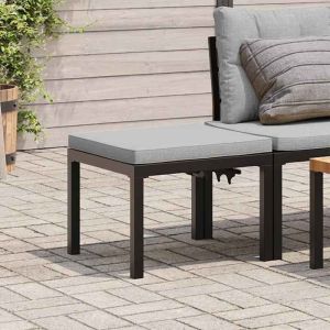 VidaXL Tabouret de jardin avec coussin noir acier enduit de poudre