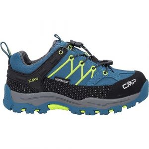 CMP Kids Rigel Low Trekking Shoes WP Mixte Enfant Chaussures de randonnée, Bleu Vert Lime Deep Lake Acido, 36 EU