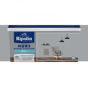 Ripolin Peinture Murs, Boiseries, Radiateurs Mat Gris Galet 2,5 l