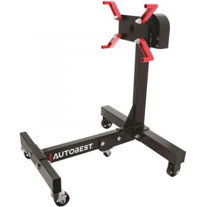 Autobest Support moteur pliant avec poulie 680 kg - Pivotant et Rotatif 360&deg; - 2 roulettes fixes 2 pivotantes - Atelier et Garage