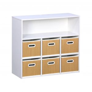 Meuble rangement enfant 6 paniers paille tressée