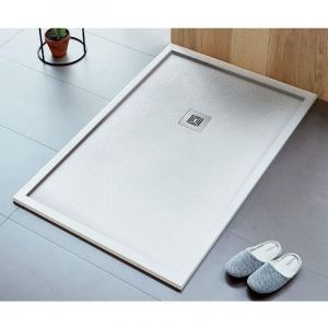 Image de Sanycces Receveur de douche 80 x 180 cm extra plat LOGIC ENCADRE surface ardoisée, rectangulaire blanc Blanc