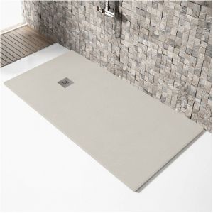 Stano Receveur de douche 80x120cm extra plat MADISON en r&eacute;sine surface ardois&eacute;e sable - Beige