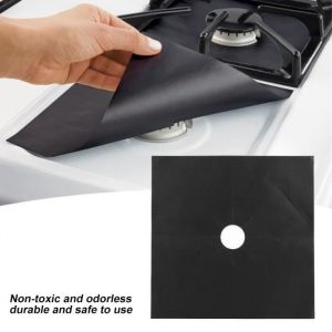 4pcs Plaque de cuisson &agrave; gaz universel Protection d'&eacute;cran, Protection Cuisini&egrave;re &agrave; gaz plaque de cuisson r&eacute;utilisable HB057