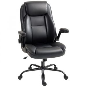 Homcom Fauteuil de bureau - accoudoirs relevables hauteur r&eacute;glable - cuir synth&eacute;tique - 72 x 79 x 106-114 cm - noir