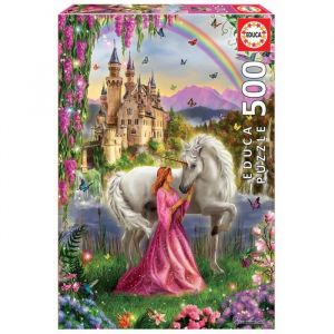 Educa Borrás-500 Fée Et Licorne Puzzle, 17985, varié