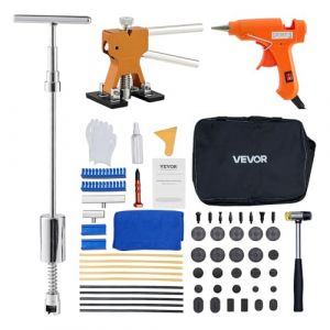 VEVOR Kit de D&eacute;bosselage de Carrosserie sans Peinture 61PCs, avec D&eacute;bosseleur Dor&eacute;, Marteau &agrave; Inertie, Barre en T, Pistolet &agrave; Coll, Outil de R&eacute;paration de Bosses de Porti&egrave;res pour Garage Atelier