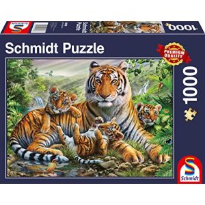 Schmidt Puzzle 1000 pièces : Tigre et ses petits