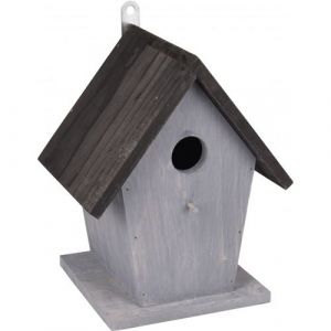 Nichoir pour oiseaux 18 5 x 15 x 23 cm en bois gris / noir Animallparadise