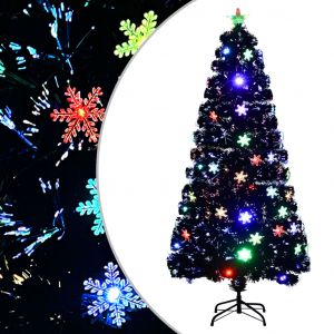 VidaXL Sapin de Noël et flocons de neige LED Noir 150 cm Fibre optique