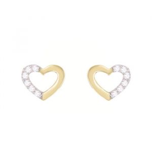 Boucles oreilles L'atelier D'azur Boucles d'Oreilles Or Jaune Coeurs Sertis de Zirconiums - Couleur Unique - Taille Dor&eacute;
