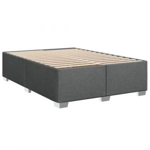 VidaXL Cadre de lit Gris foncé 160 x 200 cm Tissu, sommier, Cadre de lit Plateforme, Cadre de lit rembourré, Meuble de Chambre à Coucher