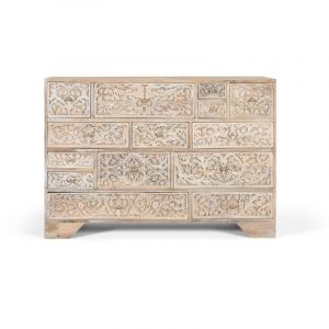 Commode en bois de manguier avec 14 tiroirs peints &agrave; la main