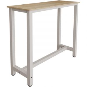 Muebles Bonitos - Table haute Pieds en métal 120x100x40cm Bar de cuisine Modèle Ani Blanc et Sonoma