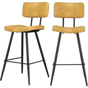 Rendez Vous D&eacute;co Chaise de bar mi-hauteur Texas jaune 65 cm (lot de 2)