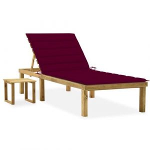 Image de VidaXL Ensemble d'extérieur en bois de pin et coussin avec une finition rouge-rouge