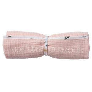 BB & Co Lange en double gaze de coton gaufré - blush / imp. botanique