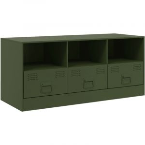 VidaXL Meuble Tv Vert Olive 99x39x44 Cm Acier