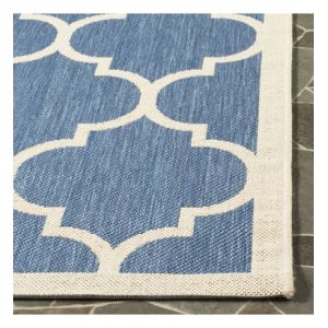 Tapis interieur & exterieur en bleu & beige, 201 x 290 cm