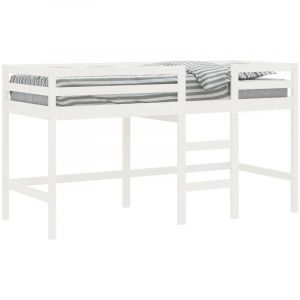 VidaXL Lit mezzanine enfants échelle blanc 90x190 cm bois pin massif 233770 - Blanc