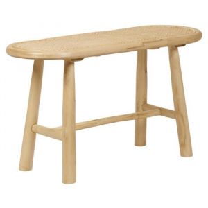 Banc / Bout de lit en teck massif avec cannage rotin l. 80 cm - bruno