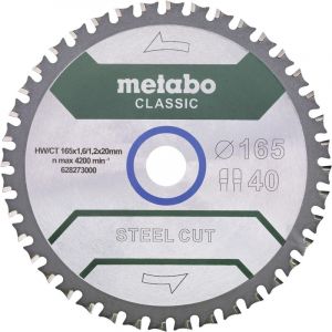 Metabo Steel Cut Classic 628273000 Lame de scie circulaire 165 x 20 x 1.6 mm Nombre de dents: 40 1 pc(s)