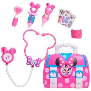 Just Play Coffret Mallette de médecin Minnie Mouse de Disney Junior, 9 Accessoires, Jeux d’Imitation et déguisements, Jouets pour Enfants de 3 Ans et Plus par