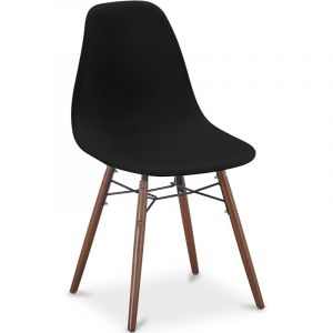 Privatefloor Chaises de Salle &agrave; Manger - Design Scandinave - Pieds en Bois Fonc&eacute; - Sk&ouml;gur Noir