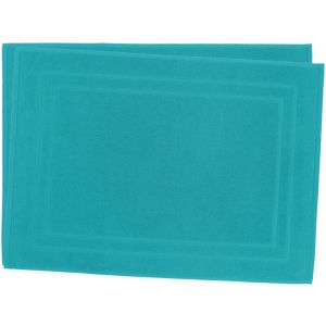 Le Linge De Jules - Lot de 2 Tapis de Bain 50 x 70 cm - 100% Coton - 700 gr/m2 - Bleu turquoise