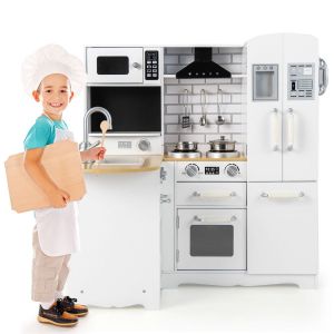 Coast Corner Wood Play Kitchen with Sound and Accessories - White - 82 x 66 x 88 cm - à partir de 3 ans