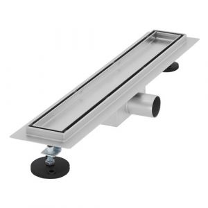 LuxeBath Caniveau de Douche 50 cm 2en1 à Carreler, Argent, Acier Inoxydable, avec Appareil