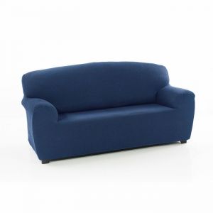 Image de Sofakover Housse de canap&eacute; Pocket Super &eacute;lastique, pour canap&eacute; 4 Places, au Design Exclusif, Respirante, Confortable et Durable, Facile &agrave; Installer. Dimensions 220-260 cm. Couleur Bleu