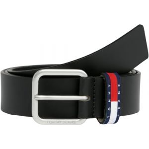 Tommy Jeans Ceinture Homme Ryan Regular avec Drapeau en Cuir, Noir (Black), 90 cm