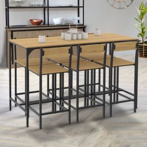Idmarket Ensemble table haute de bar detroit 150 cm et 6 chaises de bar design industriel