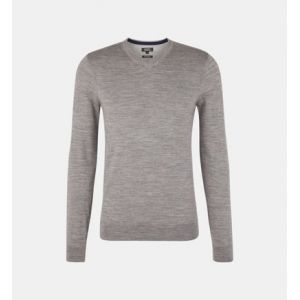 Image de Galeries Lafayette Pull Terive droit laine mérinos col V Gris