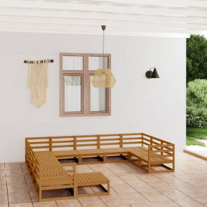 Image de VidaXL Salon de jardin 12 pcs Bois de pin massif - marron miel