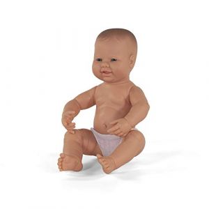Miniland Baby Poupée Nouveau-né Fille européenne sans sous-vêtements est en Vinyle Souple, résistant et Flexible. 40 cm