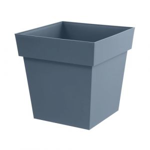 Pot de fleur carr&eacute; Toscane 49,5 x H.52,5 cm - Bleu jean- Eda