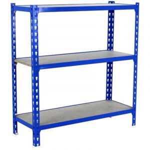 Simon Rack &Eacute;tag&egrave;re Rangement et 3 Niveaux en Boix, 150 kg Capacit&eacute; de Charge et Point de Flexion, 900x800x400 mm, &Eacute;tag&egrave;re Charge Lourde, &Eacute;tag&egrave;re Garage, Bleu/Bois - Maderclick