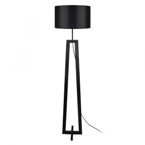 Tosel Lampadaire 1 lumi&egrave;re - luminaire int&eacute;rieur - tissu noir - Style inspiration nordique - H151cm L35cm P35cm